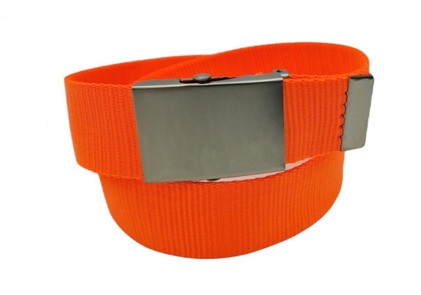 Textilní opasek oranžový 40 - Spona plná: Stříbrná