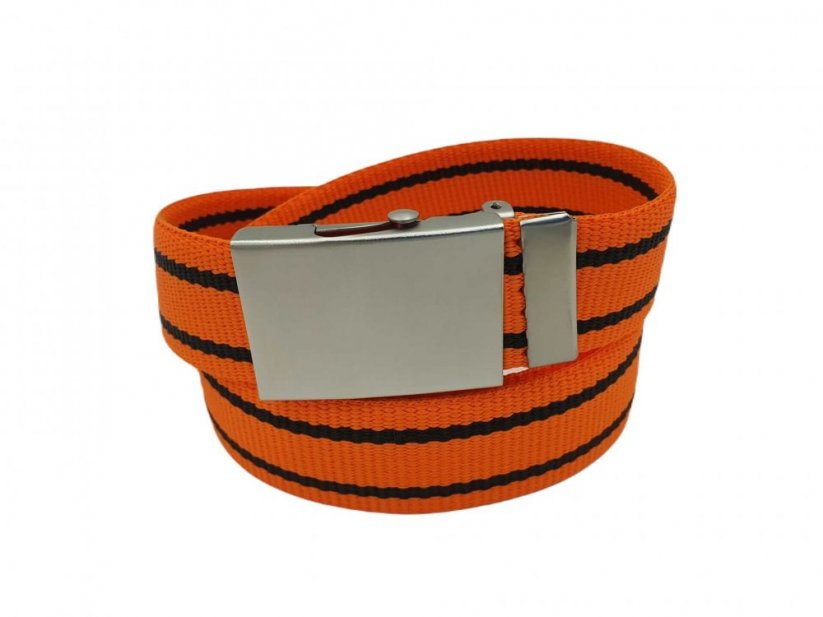 Textilní opasek oranžový HW - Spona plná: Stříbrná